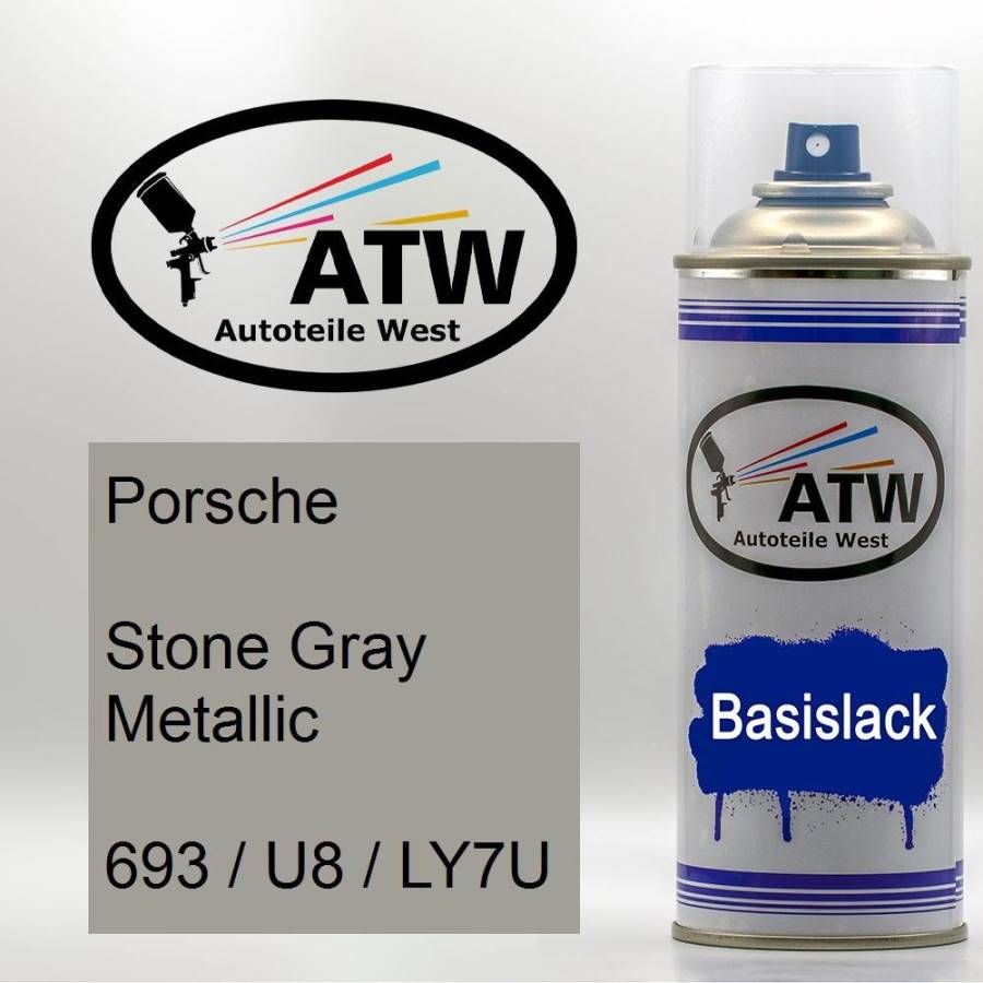 Porsche, Stone Gray Metallic, 693 / U8 / LY7U: 400ml Sprühdose, von ATW Autoteile West.